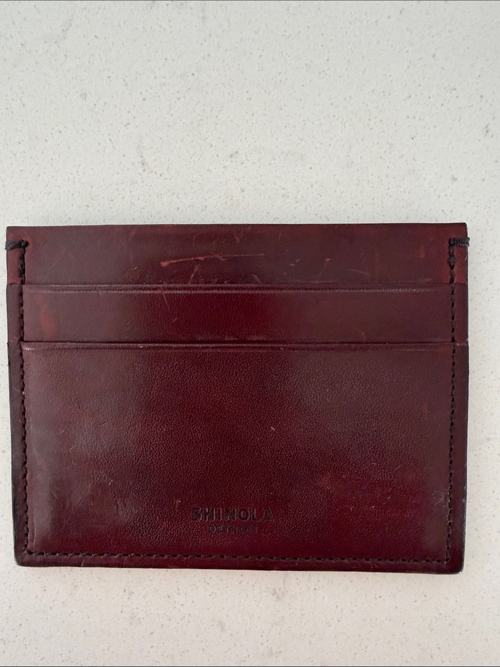 Shinola Detroit Burgundy Leather Slim Card Wallet